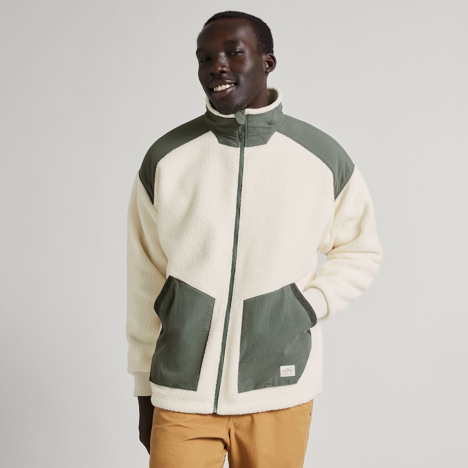 Deep pile fleece jacket men's store